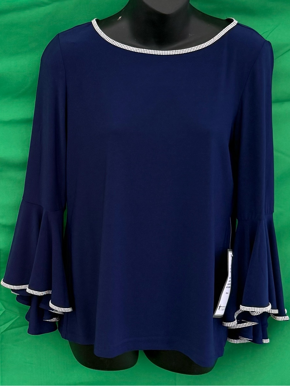 MSK Royal Blue Top with Rhinestone Neckline